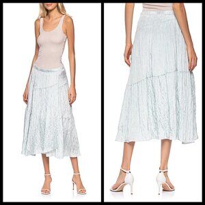 💕VINCE💕 Tiered Asymmetric Crinkle Midi Skirt ~ Mint Small S NWT